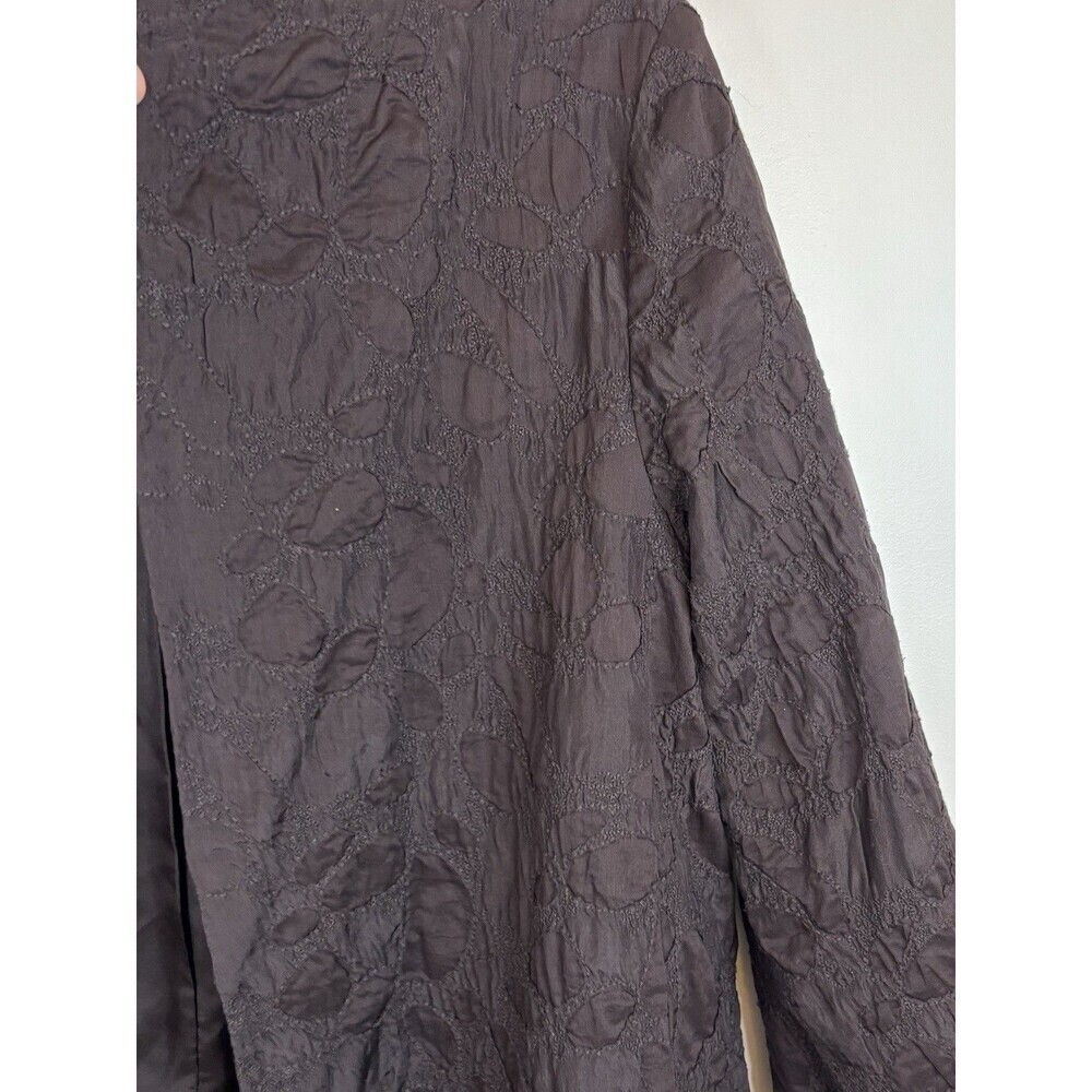 EILEEN FISHER Brown Textured Jacquard Open Jacket Blazer Women Small Silk Blend - Picture 4 of 13